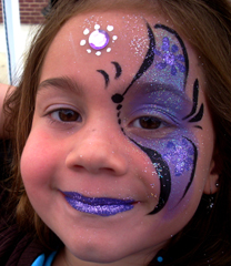 Half Purple Flower Butterfly Face Painting