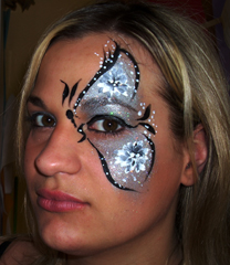 Silver Flower Half Butterfly Face Painting