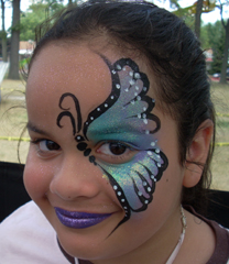 Half Blue & Purple Butterfly Face Painting